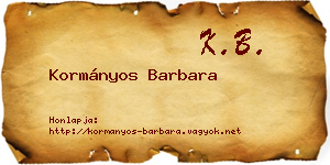 Kormányos Barbara névjegykártya