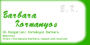 barbara kormanyos business card