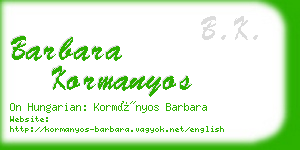 barbara kormanyos business card